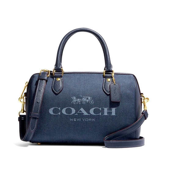 COACH Denim Rowan Satchel With - Picture 1 of 10